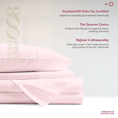 Mayfair Linen Luxury 800-Thread-Count 100% Cotton Sheets, Cooling Blush Color Full Size Sheet Set For Hot Sleepers, Sateen Weave For Soft Feel, Fits Mattress Upto 16'' Deep Pocket (Packaging May Vary) #TOP5