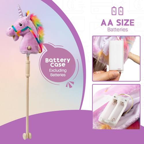 image for HollyHOME Unicorn Stick Horse Handcrafted Hobby Horse on a Stick with 
