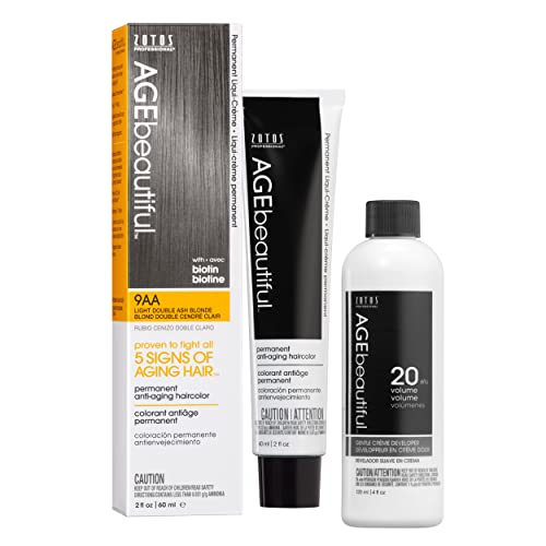 Image of AGE beautiful Permanent Hair Color Cream, 100% Gray Coverage Hair Dye with Biotin Anti-Aging Formula for Fuller, Thicker Hair, Professional Salon Quality