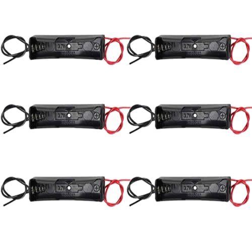 6 Stück 18650 Batteriehalter, Gehäuse Kunststoff Akku Aufbewahrungsbox mit Wire Leads(Single Slot) für Einfaches Löten und Anschließen