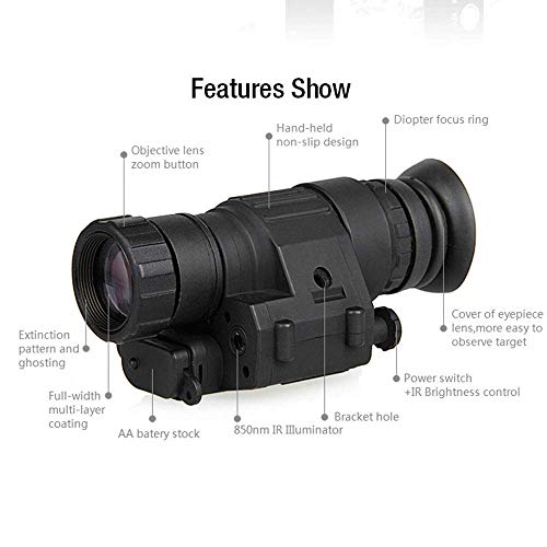 DOTXX 2X28 Monocular Night Vision Goggle, High Power Helmet Glasses HD, Suitable for Night Vision Hunting,with Helmets Mount Bracket