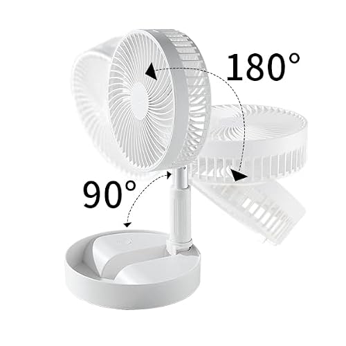 HONGNAL Portable Oscillating Standing Fan,Foldable Desk Fan, 7200mah Rechargeable Quiet USB Mini Folded Floor Fan, Pedestal Fans for Personal Bedroom Office Fishing Camping Travel