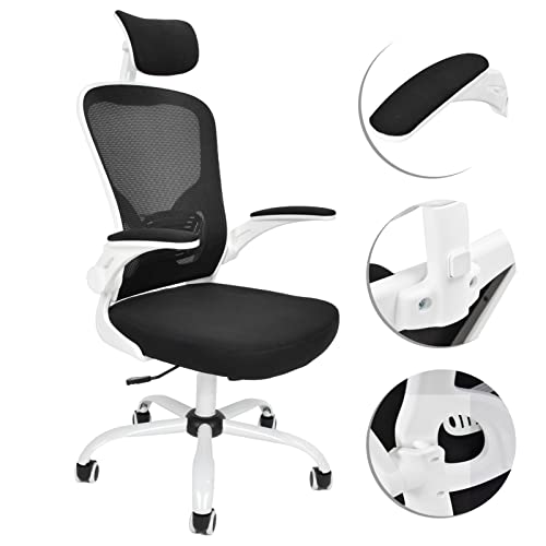 Chaise de bureau blanche Cocoarm avec accoudoir rabattable - 5