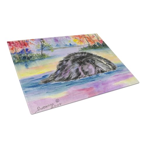 Caroline's Treasures SS8040LCB Newfoundland Glass Cutting Board Large Decorative Tempered Glass Kitchen Cutting and Serving Board Large Size Chopping Board
