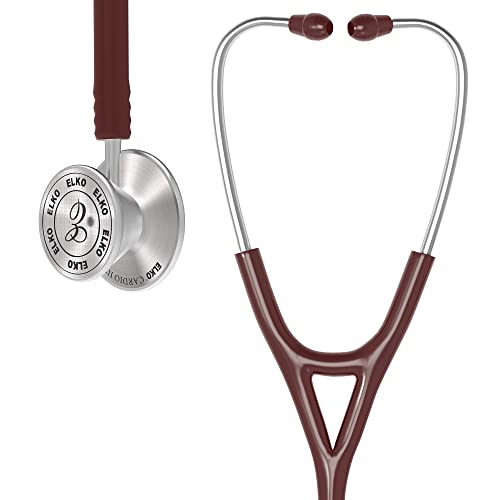 Image of ELKO EL-060 CARDIO III SS Stainless Steel Acoustic Stethoscope | Two-Way PVC Tubing | Double Sided Chestpiece For Adult & Pediatric Patient | Doctors & Medical Students (Brown)