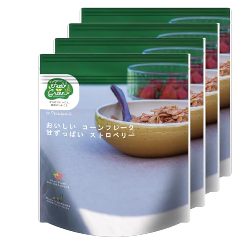 日食 Feel&Green おいしいコーンフレーク 甘ずっぱい ストロベリー 140g ×4個 (国内製造 日本食品製造)（Amazon）