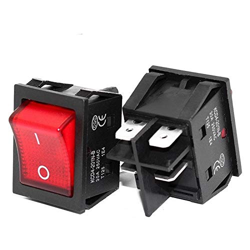 NO LOGO HYCSP 30A/250V 16A/250V heavy duty 4 pin t85 rocker switch with light 12V 24V 110V 220V 380V (Color : Green, Voltage : 220V)