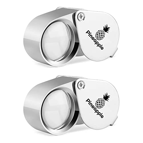[2 Pack] Pineapple 30X Jewelers Loupe Magnifier Foldable Pocket Magnifying Glass Jewelry Eye Loop for Jewelers, Gems, Diamonds, Plants, Coins