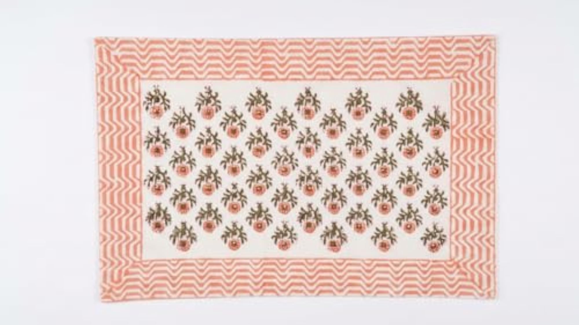 Cambric Cotton Peach Printed Table Linen Set