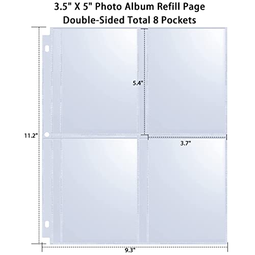 30 Pack 3.5X5" Photo Album Refill Pages For 3 Ring Binder,Ultra-Clear Photo Sleeves Holding 240 Pictures, Double-Sided 4 Pocket Photo Pages,Top Loading Photo Sheet Protector For Photos And Postcards #TOP1