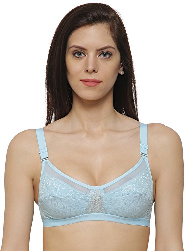 Image of INKURV Non-Padded Full Coverage Bra for Women with Cotton Blend Lining | Stylish and Stretchable Net Design | Fancy and Soft Bra for Women Daily use