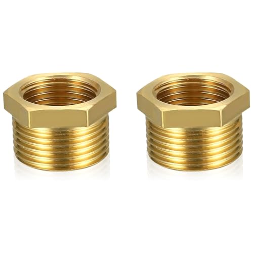 2 Piezas reductor de latón adaptador de 3/4 a 1/2 pulgada, Acoplamiento Reductor Laton, rosca macho a boquilla de rosca hembra, accesorio de rosca para tuberías de agua