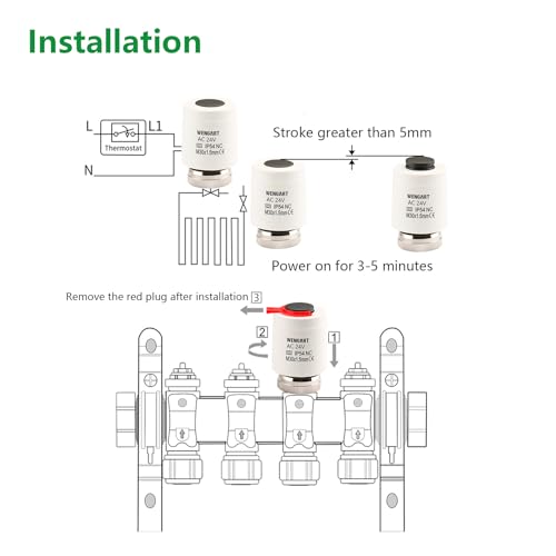 Wengart Thermoelektrischer Stellantrieb WG2212,ACDC24V M30*1,5 Gewinde,Normal Geschlossen Arbeit für Fußbodenheizung