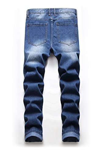Boy's Slim Fit Skinny Fit Ripped Destroyed Distressed Stretch Slim Jeans Darkblue #TOP1