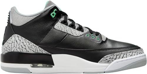 NIKE Air Jordan 3 Retro Mens Shoes Size-9, Black/Green Glow-wolf Grey
