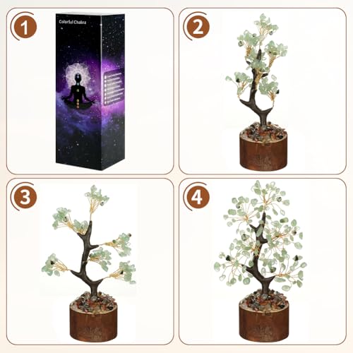 Miniatura 4 de Vicloon Árbol de la Vida de Cristal, Árbol de la Vida de los Siete Chakras para Obtener Energía Positiva, Cristales y Piedras Curativas, Hogar Oficina Decor (Prehnita)