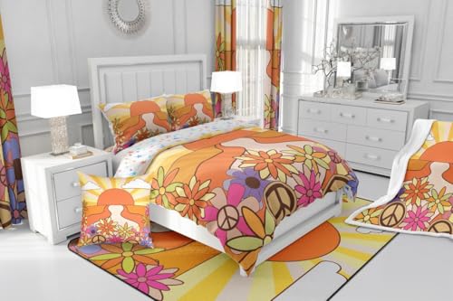 Parure de lit housse de couette 100% coton géométrique jaune - 7