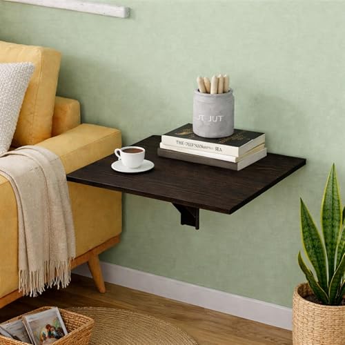 Image of Enigmatic Woodworks Wall Mounted Folding Study Table | Space Saving Foldable Laptop Desk for Home & Office | Engineered Wood Wall Mount Table (Wenge, 32 * 32 cm)