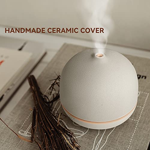 Wanlola Ceramic Oil Diffuser For Large Room,500Ml Stone Diffuser For Essential Oils,Ultrasonic Cool Mist Humidifier With 4 Timer & 10 Colors Light For Living Room,White #TOP4