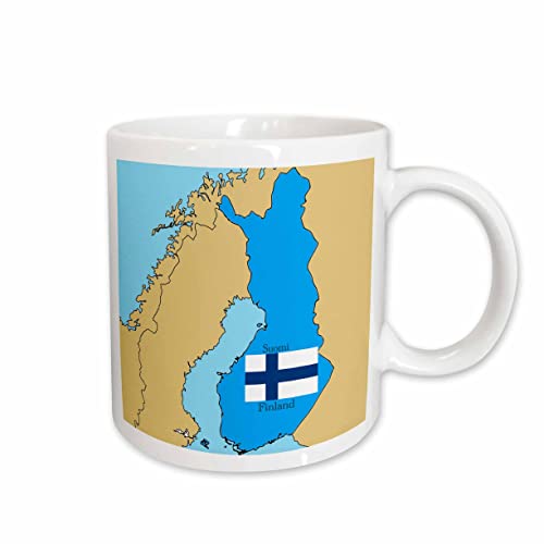 3dRose map & flag of Finland with printed in English & Finnish 15oz Mug