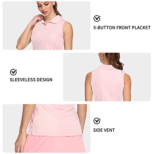 Lastfor1 Women's Polo Sleeveless Shirts Upf 50+ Quick Dry Golf Tennis Athletic Tank Tops Outdoor Sports Light Pink Xxl #TOP4