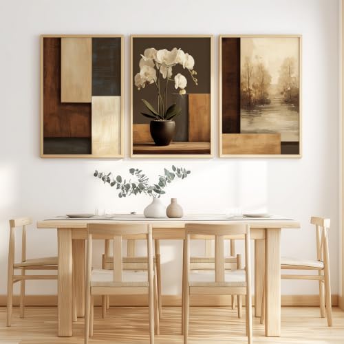 Tableau decoration murale set de 3 en toile rustique 40x50cm