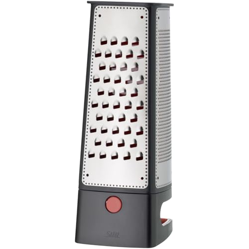 Foto von Silit Vierkantreibe mit Auffangbehälter, 29,5 x 11 x 11 cm, 4 Reibeflächen, Edelstahl, Kunststoff, Kartoffelreibe, Gurkenhobel