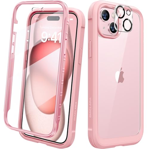 Diaclara Designed for iPhone 15 Case, Full Body Rugged Case with Built-in Touch Sensitive Anti-Scratch Screen Protector, with Camera Lens Protector for iPhone 15 6.1" (Coral Pink) by Diaclara - Used condition - US$7.92