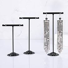 Black Earring T Shape Stand Detachable Metal Earring Display Storage Rack for Photography Jewelry Props Show Closet Retail Store Display 3 Pcs, T Shape