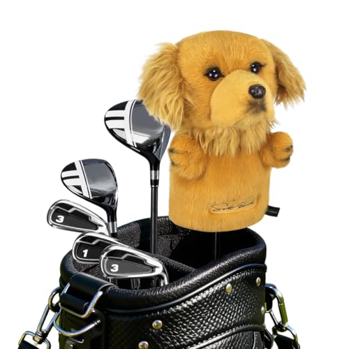 Scott Edward Golden Retriever Golf Club Cover Fit Well for Driver Wood Golf Club, Funny Cute Animal Design Soft Functional Golf Headcover Stylish Protection for Your Clubs for Men and Women