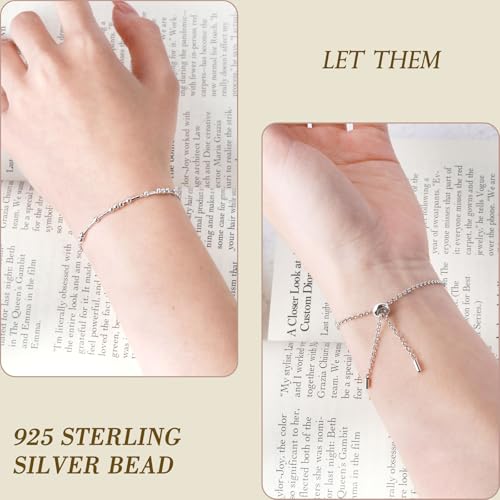 Morse Code Bracelet for Women - 925 Sterling Silver Inspirational Bracelets Adjustable Morse Code Bracelets Charm Jewelry Birthday Gifts Christmas Gifts4