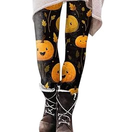 Womens Halloween Pumpkin Printed Leggings High Waist Workout Athletic Running Yoga Pants Holiday Leggings