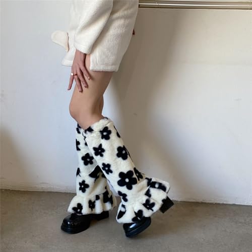 Image of Sexybody Leg Warmers for Women & Girls Y2K Kawaii Fluffy Fur Flared Leg Warmer Furry Goth Grunge Socks Harajuku Leopard