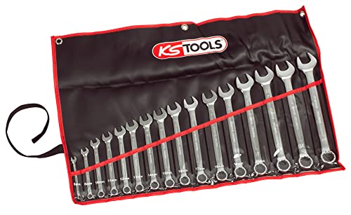 KS TOOLS - 922.0048 - Jeu de 21 clés mixtes métriques - Clé mixte à cliquet en trousse - Composé de 21 pièces de 6 à 28 mm - Angle de fourche et œil...