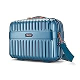 Rock Selene Vanity Hard Shell Vanity Case in Blue - Elegant Design, Removable Shoulder & Suitcase Handle Strap, Metallic Finish with Copper Accents & Lockable Zips - 29x36x19cm 1.2KG