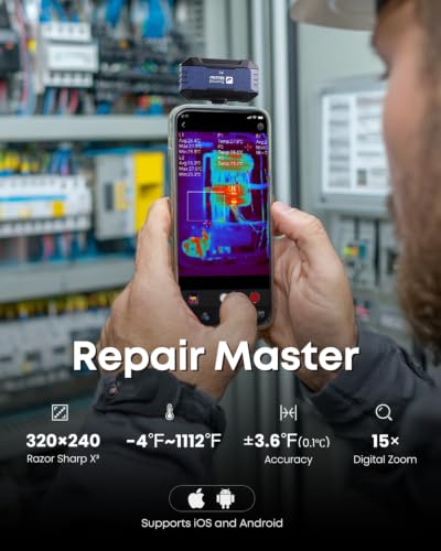 Image of Thermal Master P1 Thermal Camera for USB-C iOS /Android 320x240 Resolution | -4F to 1112F, ±3.6℉ Accuracy Thermal Imaging Camera for Home, HVAC, Electrical Inspections (P1 Navy)