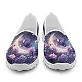 Treeinart Halbschuhe mit Schmetterlingsdruck für Damen, Halbschuhe, Sneaker, runde Zehenpartie, Loafers für den Außenbereich, Rose Schmetterling, 37 EU