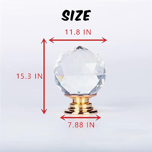 Image of 4pcs Crystal Lamp Finials Cap Knob 1-3 /4 Inches Diamond Knob for Lamp Shade Lamp Decorations Diamond Lamp Shade Finial with Silver Base Lamp Topper Knob Faceted Ball (Gold and Silver)
