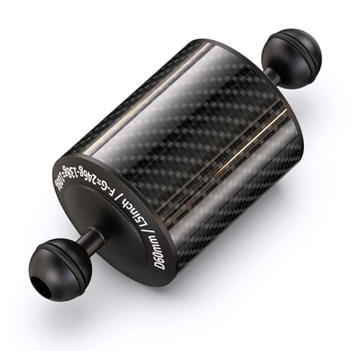 Carbon Fiber Underwater Float Arm with Dual Ball Mounts for Photography and Video, Compatible with Diving Trays, Video Lights, Strobes (Black, 60mm5')