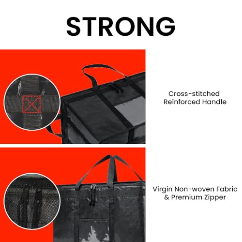 Image of NZ home Insulated Bags for Food Delivery (3XL PRO) Grocery Shopping Cooler Bag, Pizza Delivery, Hot & Cold Catering Tote, Reusable, Foldable & Heavy Duty (Orange)