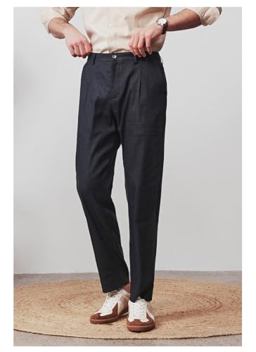 100% Natural Linen Men's Trousers Black Simple Temperament Elegant Business Casual Men's Comfortable Cool High-end Clothing3