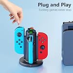 Charging Dock for Switch Controller Joycon (Black) | Switch Accessories Compatible with Joycon,4 in 1 Charger with a USB Cord