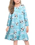 Arshiner Nightgowns for Girls Long Sleeve Panda Sleepwear Nighty Pajama Dress Green Size 8