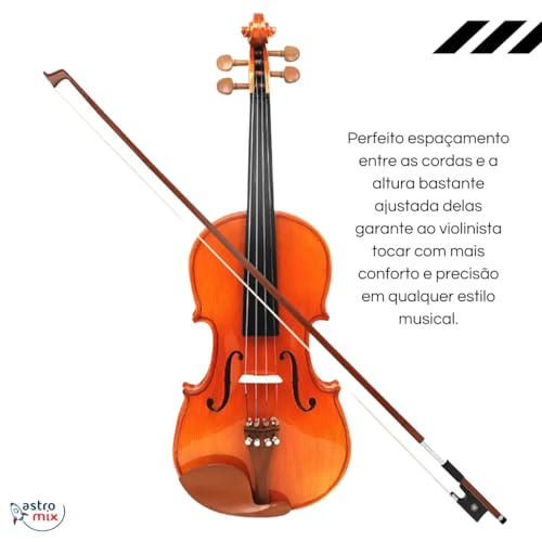 Kit Violino 4/4 Todo Madeira Estante Espaleira Afinador Breu