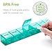 BUG HULL Weekly Pill Organizer Large 2 Packs, Extra Large Travel Pill Organizers, Pill Box 7 Day, Travel Pill Case, Medicine Pill Organizer for Vitamins, Supplements and Medications (Blue+Green)