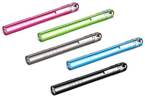 SEAMAGIC 5-Pack LED Penlight - Pocket Pen Flashlight with Clip, 10-Piece Dry Batteries Included, Perfect for Inspection, Repairing, Night Shift, Camping and Training Course