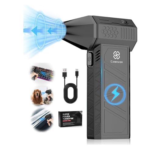 Electric Air Duster, Compressed Air Cleaner for PC. 130000RPM Air Blower, 3-Speed Cordless Rechargeable Air Blaster Jet Fan for Laptop, Keyboard, Cars, Replaces Compressed Air Can (Black)