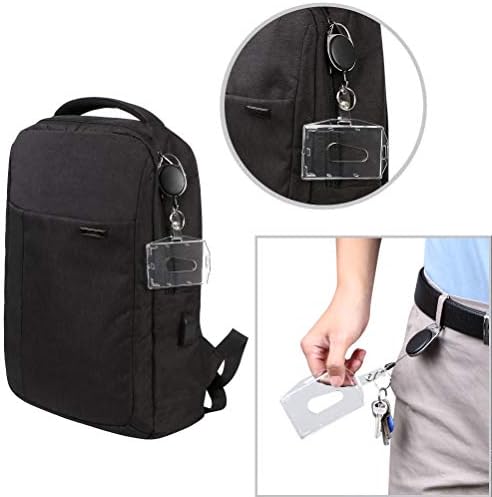 Vicloon Badge Holder with Retractable Reel Set, Two-Sided Horizontal Vertical ID Card Holder for School, Office, Identity Card, Key Ring and Belt Clip Attachment