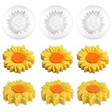 3PCS Sunflower Mold, Unique Flower Silicone Fondant Chocolate Cake Decor Molds, Silicone Molds for Baking, 3D Candle Mold for Soy Wax Beeswax Resin Craft