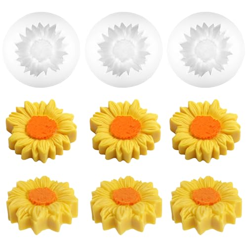 Sorcristy 4 Stück Sonnenblumen Kerzenform, 3D Gänseblümchen Silikonform, Blumen Kerzengießformen Silikonformen Kerzenformen Kerzen Silikon Formen für DIY Handgefertigten Dekorationen Heimdekor